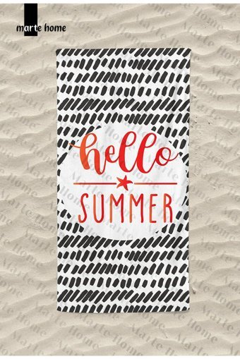 Marte Home Hello Summer S Pamuklu Plaj Havlusu Çok Renkli