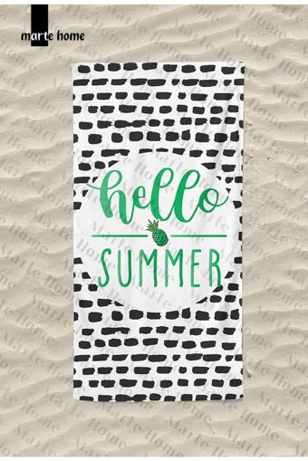 Marte Home Hello Summer S Pamuklu Plaj Havlusu Çok Renkli