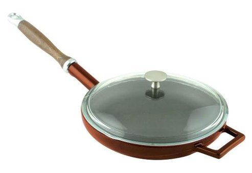 Lava Glaze Ahşap Saplı Döküm 24 cm Kızartma Tava Turuncu