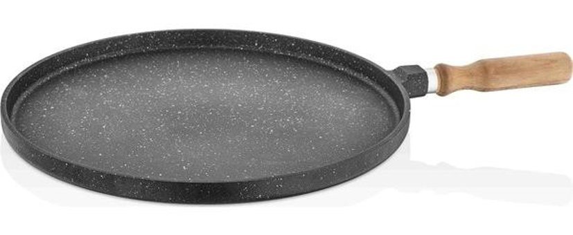 O.M.S Ahşap Saplı Döküm 36 cm Gözleme Tava Siyah