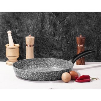 Taç Ultra Plastik Saplı Granit 28 cm Düz Tava Gri