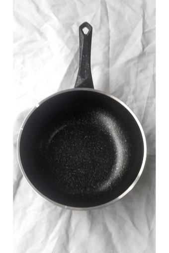 Orhan Home Plastik Saplı Döküm 30 cm Düz Tava Siyah