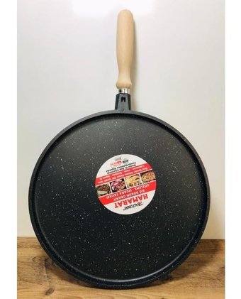 Altunay Hamarat Ahşap Saplı Döküm 35 cm Bazlama Tava Siyah