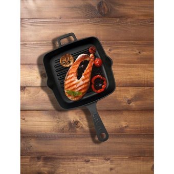 Lava Döküm Saplı Döküm 20 cm Grill Tava Siyah