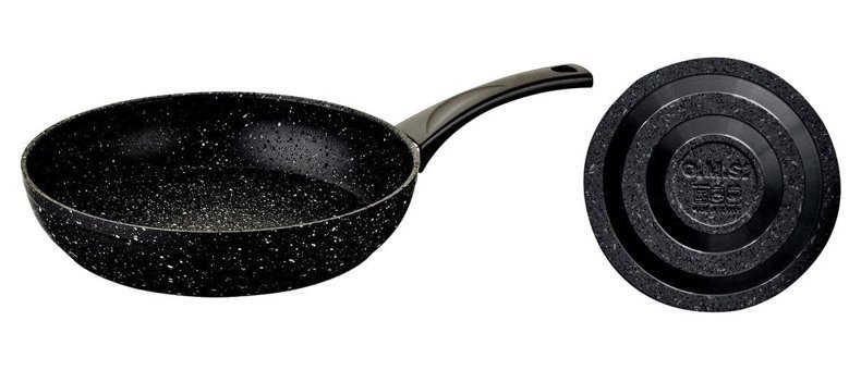 O.M.S 3210 Plastik Saplı Granit 26 cm Düz Tava Siyah