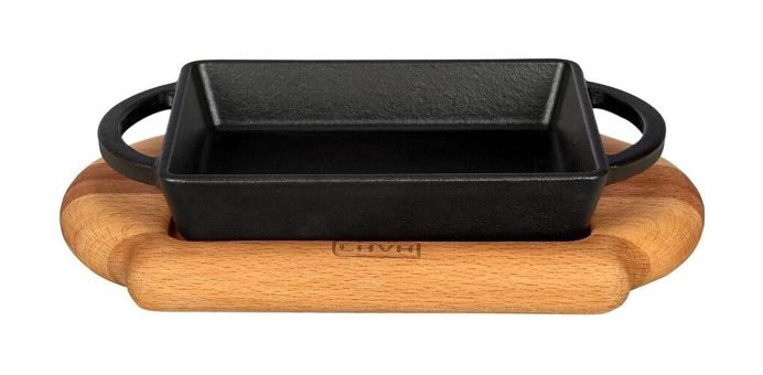 Lava Dikdörtgen Döküm 12x15 cm Düz Tava Siyah