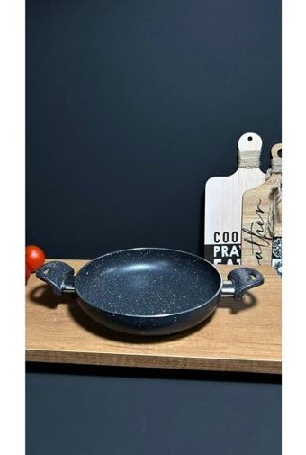 Bena Life Plastik Kulplu Alüminyum 24 cm Düz Tava Gri