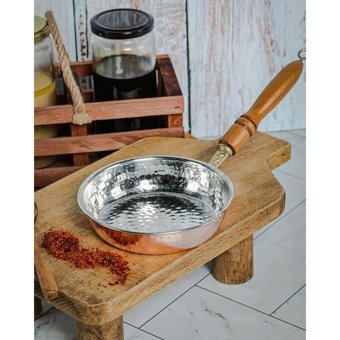 Hometarz Ahşap Saplı Bakır 14 cm Kızartma Tava Bakır