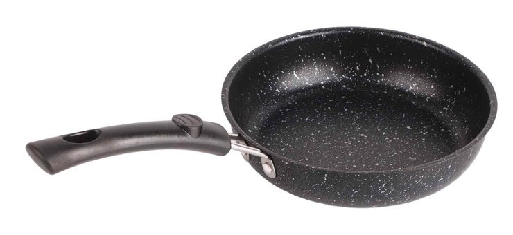 Aqxreight Plastik Saplı Paslanmaz Çelik 18 cm Düz Tava Siyah