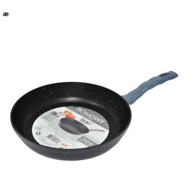 Bonera Marbella Plastik Saplı Granit 26 cm Düz Tava Siyah