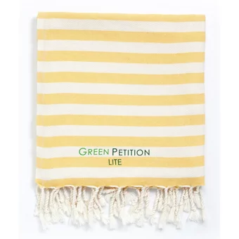 Green Petition Mare Sand Beige Pamuklu Plaj Havlusu Beyaz Gri