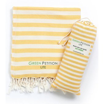 Green Petition Mare Sand Beige Pamuklu Plaj Havlusu Beyaz Gri