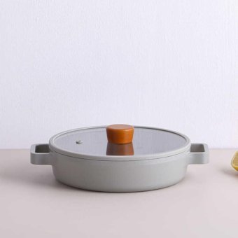 Neoflam Fika Kapaklı döküm Saplı Demir Döküm 22 cm Sahan Tava Gri