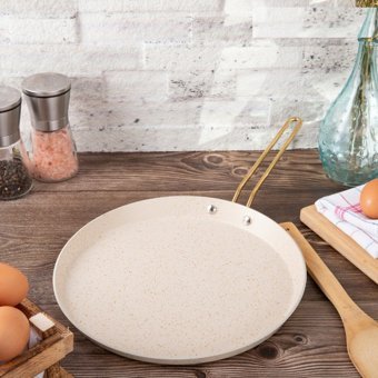 Evren Çelik Çubuk Saplı Alüminyum 28 cm Krep Tava Krem