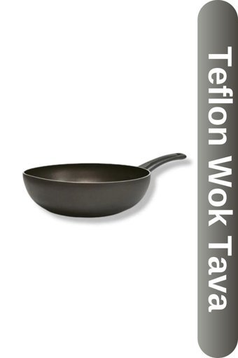 Viyalente Onyx Plastik Saplı Alüminyum 24 cm Wok Tava Siyah