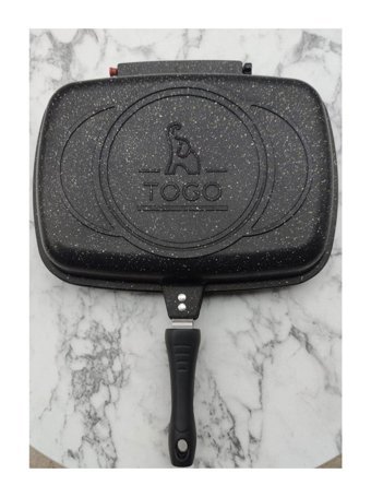 Togo Çift Taraflı Plastik Saplı Döküm 36 cm Grill Tava Siyah