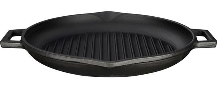 Lava Döküm Saplı Döküm 30 cm Grill Tava Siyah