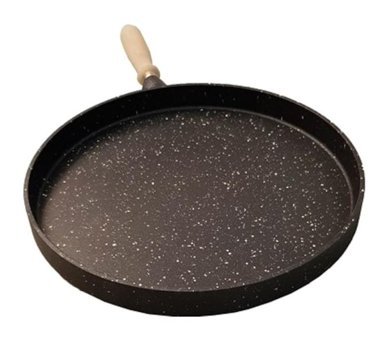 Nehir Ahşap Saplı Döküm 36 cm Gözleme Tava Siyah