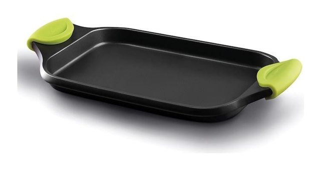 Castey Fundix Dikdörtgen Plastik Saplı Alüminyum Döküm 27 cm Düz Tava Siyah