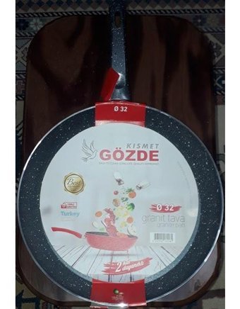 Gözde Kısmet No:32 Plastik Saplı Granit 32 cm Düz Tava Gri