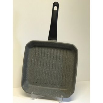 Peramari Kare Plastik Saplı Alüminyum 26x26 cm Grill Tava Gri