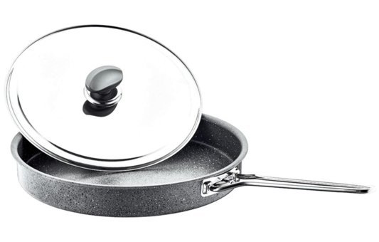 O.M.S Kapaklı 3222.07.07 Metal Saplı Alüminyum 32 cm Balık Tava Gri