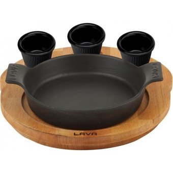 Lava Ahşap Altlıklı Döküm 18 cm Düz Tava Siyah