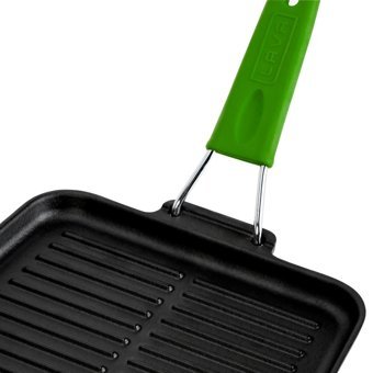 Lava Kare Silikon Saplı Döküm 21x21 cm Grill Tava Yeşil
