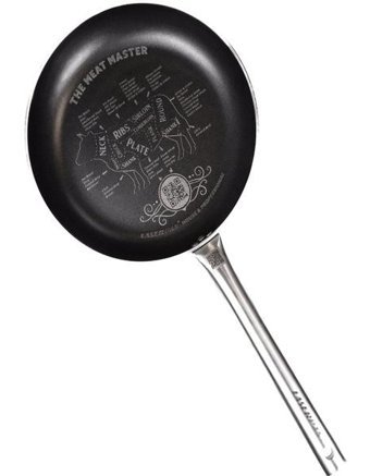 Laserpan Meat Çelik Saplı Teflon 28 cm Düz Tava Siyah