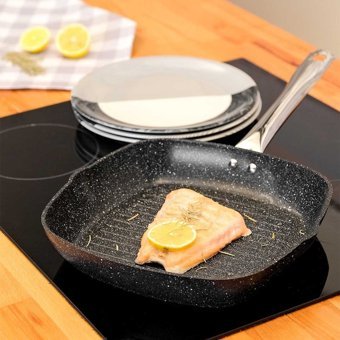 Neva Bitter Pro N3114 Kare Çelik Saplı Granit 28 cm Grill Tava Siyah
