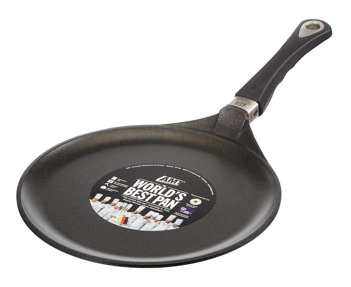 Amt Gastroguss Plastik Saplı Paslanmaz Çelik 28 cm Krep Tava Siyah