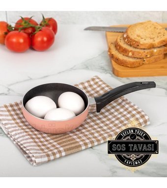 Kaktüskedi Mini Plastik Saplı Teflon 12 cm Sos Tava Krem