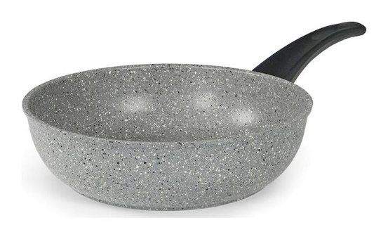 Flonal Dura Plastik Saplı Alüminyum 28 cm Wok Tava Gri