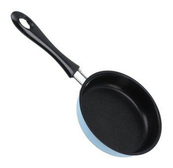Biitfuu Mini Plastik Saplı Paslanmaz Çelik 12 cm Kızartma Tava Mavi