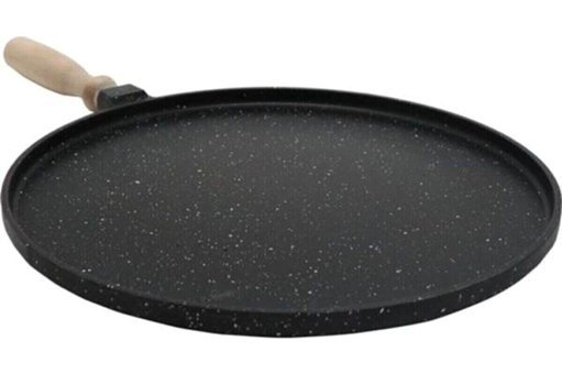 Şahane Ulutaş Ahşap Saplı Döküm 36 cm Gözleme Tava Siyah