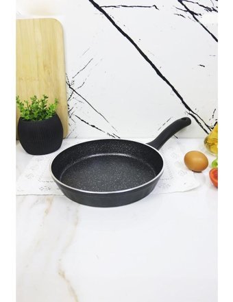 Eco Bio Plastik Saplı Granit 24 cm Düz Tava Gri