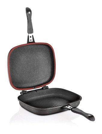Schafer Dikdörtgen Plastik Saplı Döküm 32 cm Grill Tava Siyah