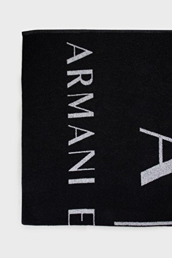 Armani Exchange Exchange Pamuklu Plaj Havlusu Siyah