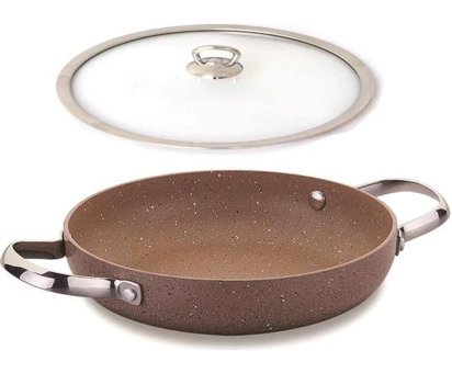 Korkmaz Browni A2913 Çelik Saplı Granit 18 cm Sahan Tava Krem