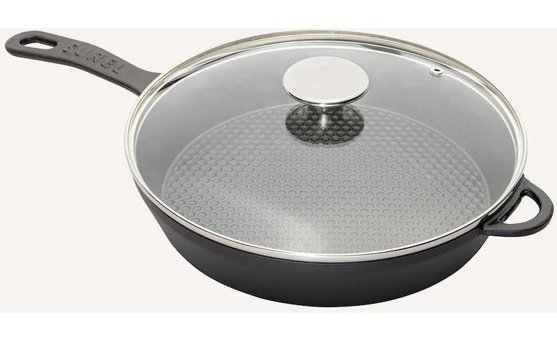 Sürel Kapaklı Döküm 28 cm Düz Tava Siyah