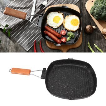 Tıta-Dong Ahşap Saplı Çelik 24 cm Kızartma Tava Siyah