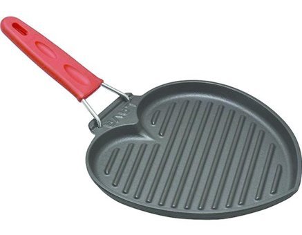 Lava Kalp Figürlü Silikon Saplı Döküm 22x23 cm Grill Tava Kırmızı