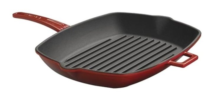 Lava Metal Saplı Döküm 26x32 cm Grill Tava Kırmızı