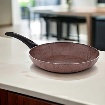 Hascevher Terra Plastik Saplı Granit 26 cm Düz Tava Pembe