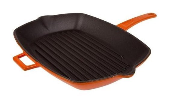 Essenso Lyon Döküm Saplı Demir Döküm 26x32 cm Grill Tava Turuncu