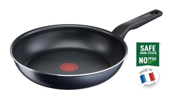 Tefal 2X XL Force Plastik Saplı Titanyum 24 cm Düz Tava Siyah
