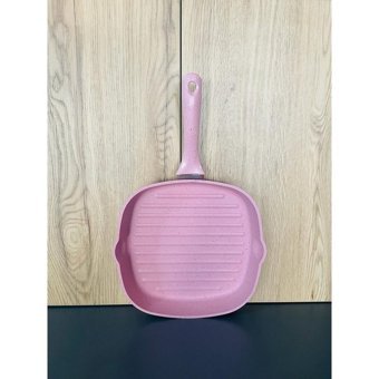 Evita Plastik Saplı Seramik 28 cm Grill Tava Pembe