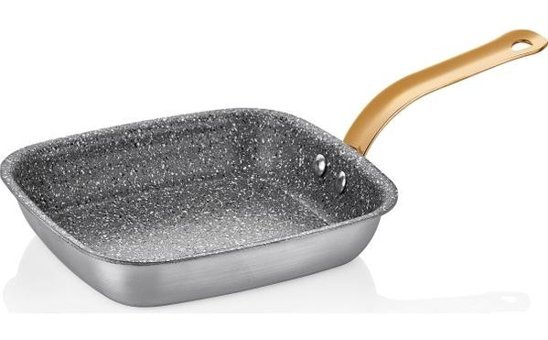 Altınbaşak Alu Kare Çelik Saplı Alüminyum 14x12 cm Düz Tava Gri
