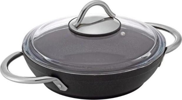 Bonera Pro Plus 1081 Çelik Saplı Alüminyum 18 cm Düz Tava Siyah