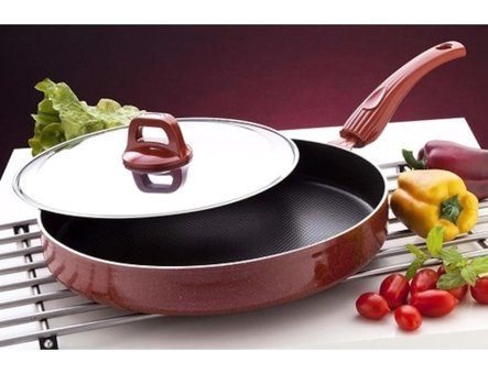 Kahramanlar No:28 Plastik Saplı Emaye Döküm 28 cm Balık Tava Kırmızı